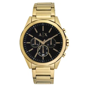 Armani Luxurious Gold Chronograph Black Dial Watch for Men AX2611