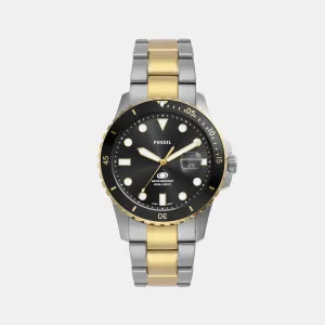 Blue Dive Men Quartz Black Dial Analog Stainless Steel Watch FS6031