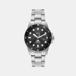 Blue Dive Men Quartz Black Dial Analog Stainless Steel Watch FS6032