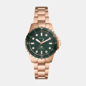 Blue Dive Women Quartz Green Dial Analog Stainless Steel Watch ES5371