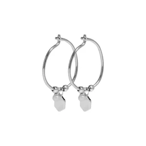 Boucles d'oreilles CLUSE Essentielle Silver Hexagon and Pearl Charm Hoop CLJ52002