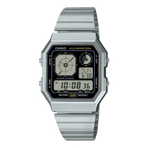 Casio Digital Vintage Stainless Steel Band Watch A130WE-1A