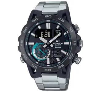 Casio Edifice Black Dial Silver Stainless Steel Strap Men Watch ECB-40DB-1ADF