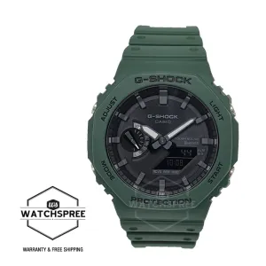 Casio G-Shock Carbon Core Guard Structure Bluetooth Solar Powered GA-2100 Lineup Green Resin Band Watch GAB2100-3A GA-B2100-3A