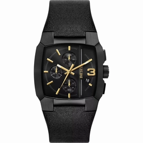 Diesel Men's Watch - Cliffhanger Quartz Chrono Black Dial Leather Strap | DZ4645
