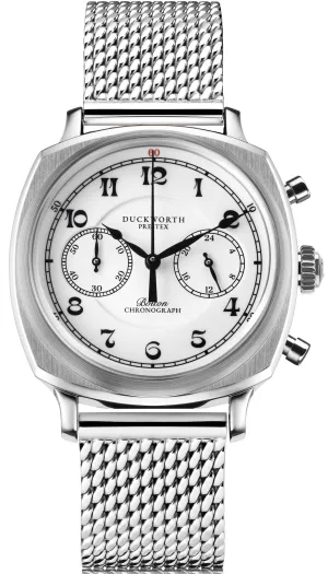 Duckworth Prestex Bolton Chronograph White Mesh Bracelet Watch