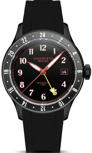 Duckworth Prestex Broadgate GMT Black PVD Black Rubber Watch