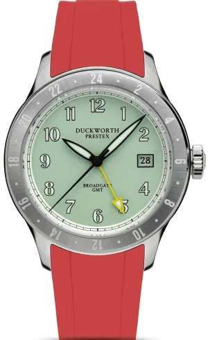 Duckworth Prestex Broadgate GMT Green Red Rubber Watch
