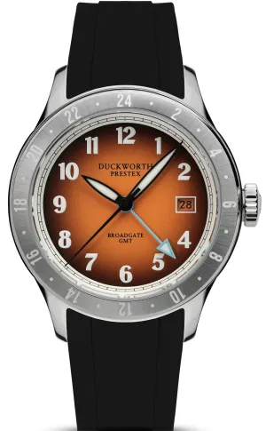 Duckworth Prestex Broadgate GMT Orange Black Rubber Watch