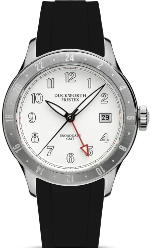 Duckworth Prestex Broadgate GMT White Black Rubber Watch