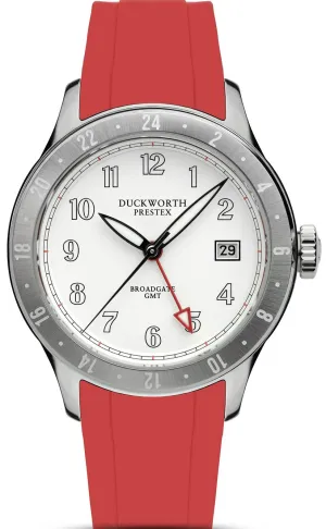 Duckworth Prestex Broadgate GMT White Red Rubber Watch