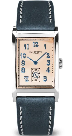 Duckworth Prestex Centenary Salmon Pink Blue Leather Watch