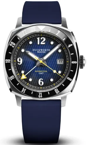 Duckworth Prestex Rivington GMT Blue Fume Blue Rubber Watch