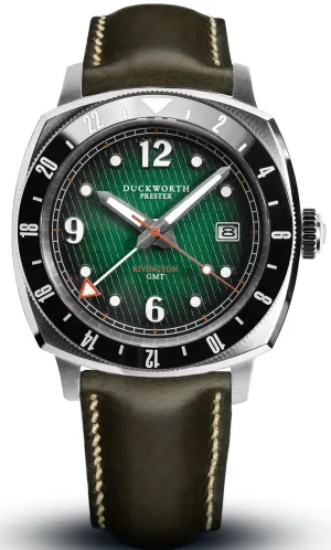 Duckworth Prestex Rivington GMT Green Fume Olive Green Leather Watch