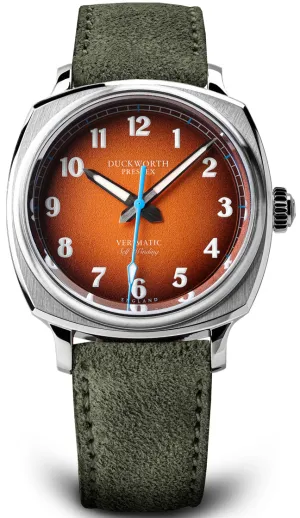Duckworth Prestex Verimatic Orange Fume Birch Green Suede Watch