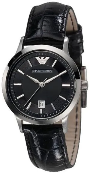 Emporio Armani AR2412 Women's Quartz Watch with Black Leather Band