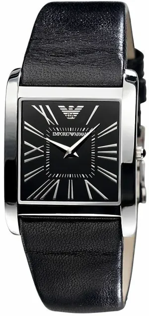 Emporio Armani Black Leather Roman Numeral Unisex Watch AR2007