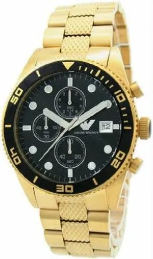Emporio Armani Men's Gold Chronograph Watch with Black Dial AR5857