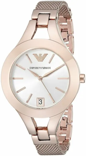 Emporio Armani Women's Rose Gold Silver Dial Watch AR7400