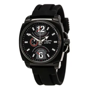 Jorg Gray JG1040-19 Men's Black Silicone Rubber Band Retrograde Calendar Black Dial Dual Time Watch