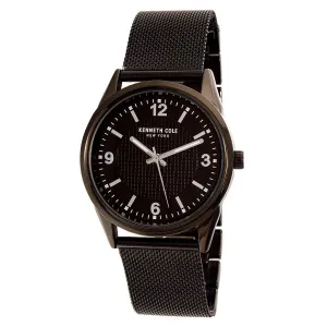 Kenneth Cole 10030782 Men's Black Steel Mesh Bracelet Quartz Classic