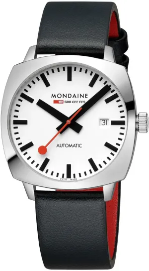 Mondaine Cushion Automatic White Watch