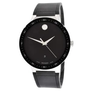 Movado Men's Quartz Watch - Sapphire Two Tone Case Black Bezel Rubber Strap | 0607406