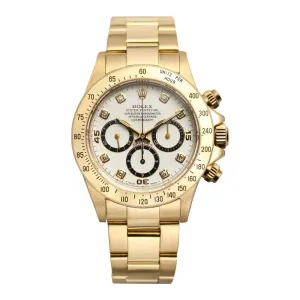 Rolex Cosmograph Daytona 40mm - Ref: 16528 - White Diamond Dial, 18K Yellow Gold Oyster Bracelet Men's Watch