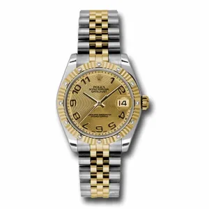 Rolex Datejust 31mm - Ref: 178313 chcaj - Champagne Dial & Diamond Bezel, Two Tone Stainless Steel & 18K Yellow Gold Jubilee Bracelet Women's Watch