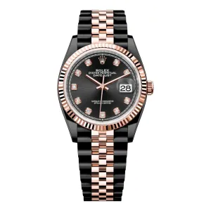 Rolex Datejust 36mm - Ref: 126231-0019 (PVD) - Black Diamond Dial, Two Tone Black PVD & 18K Rose Gold Jubilee Bracelet Watch
