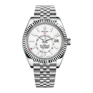 Rolex Sky-Dweller 42mm - Ref: 326934-0002 - Intense White Stick Dial, Stainless Steel Jubilee Bracelet Watch