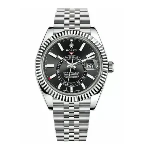 Rolex Sky-Dweller 42mm - Ref: 326934-0006 - Bright Black Stick Dial, Stainless Steel Jubilee Bracelet Watch