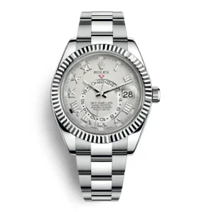 Rolex Sky-Dweller 42mm - Ref: 326939w - Ivory Roman Dial, 18K White Gold Oyster Bracelet Watch