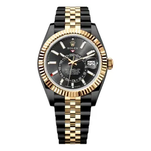 Rolex Sky-Dweller 42mm - Ref: 336933 (PVD) - Bright Black Stick Dial, Two Tone Black PVD & 18K Yellow Gold Jubilee Bracelet Watch