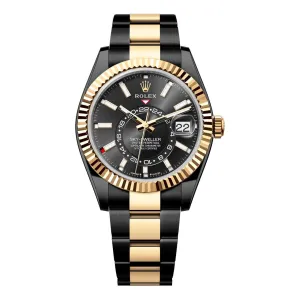Rolex Sky-Dweller 42mm - Ref: 336933 (PVD) - Bright Black Stick Dial, Two Tone Black PVD & 18K Yellow Gold Oyster Bracelet Watch