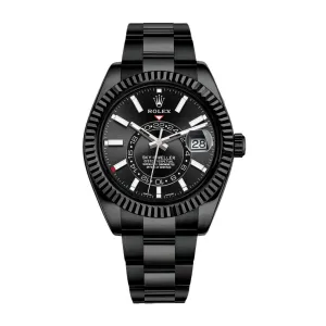 Rolex Sky-Dweller 42mm - Ref: 336934 (PVD) - Bright Black Stick Dial, Black PVD Stainless Steel Oyster Bracelet Watch