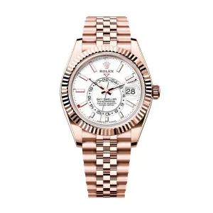Rolex Sky-Dweller 42mm - Ref: 336935-0007 - Intense White Stick Dial, 18K Rose Gold Jubilee Bracelet Watch