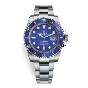 Rolex Submariner Date "Smurf" 40mm - Ref: 116619lb - Blue Dial, 18K White Gold Oyster Bracelet Watch