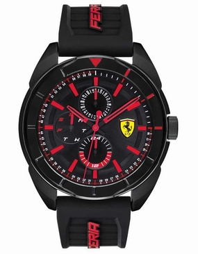Scuderia Ferrari Forza Mens Watch - Black Metal - Black - Sub-dials - Silicone