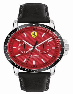 Scuderia Ferrari Turbo Watch - Black Rotating Bezel - Day and Date Sub-Dials