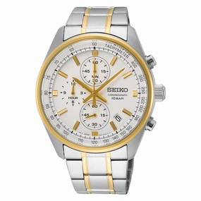 Seiko SSB380P1 White Dial Stainless Steel Chronograph Mens Watch