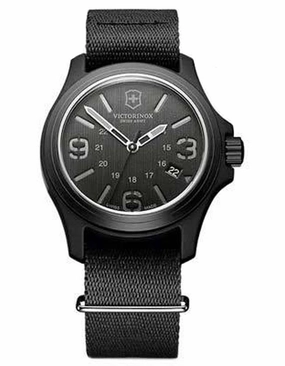 Swiss Army Mens Original - Black Dial w/ Nylon NATO Strap - Luminous Hands