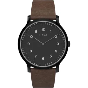 Timex Men's Quartz Watch - Norway Black Dial Brown Leather Strap | TW2T66400VQ