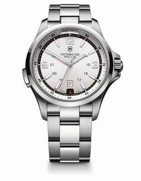 Victorinox Swiss Army Night Vision Mens Watch - Silver White Dial - Steel