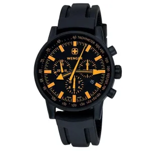 Wenger 70893 Men's Black Dial Leather Strap Chronograph Watch