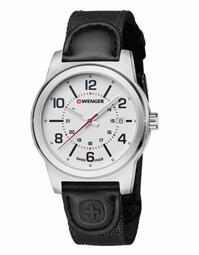 Wenger Field Gear Mens Watch - White Dial - Black Nylon Strap - Date - 100m
